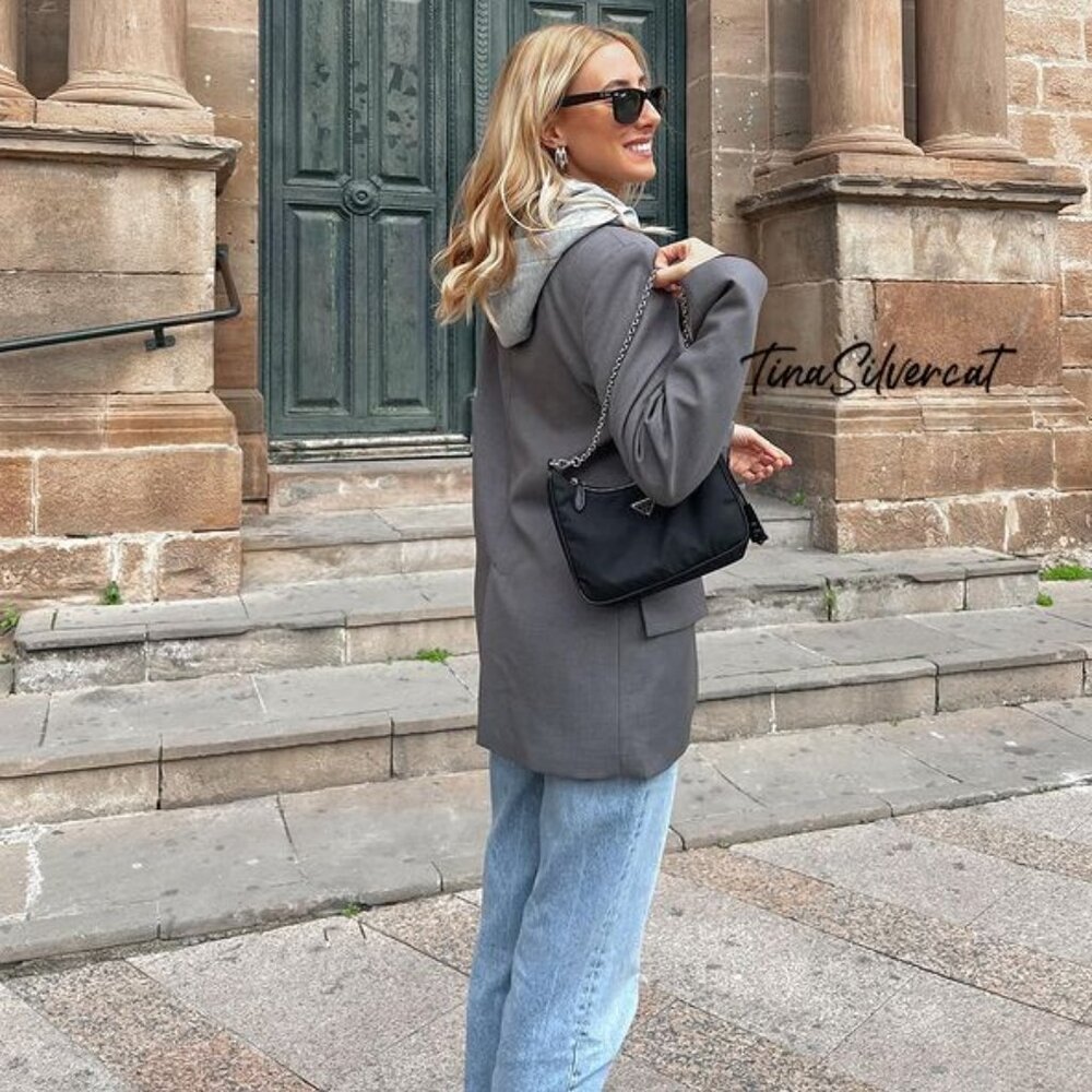 BLOGGER'S FAVE! Zara Hooded Blazer Gray NWT - Picture 11 of 14
